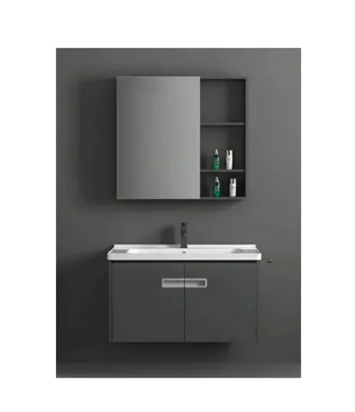[403010012] Dark Grey Mirror Cabinet 60cm (2 Pcs Set)