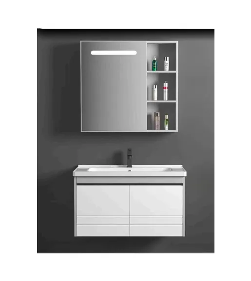 [403010013] White Mirror Cabinet 60cm (2 Pcs Set)