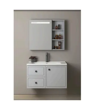 [403010015] Off-White LED Mirror Cabinet -80cm (2 Pcs Set)
